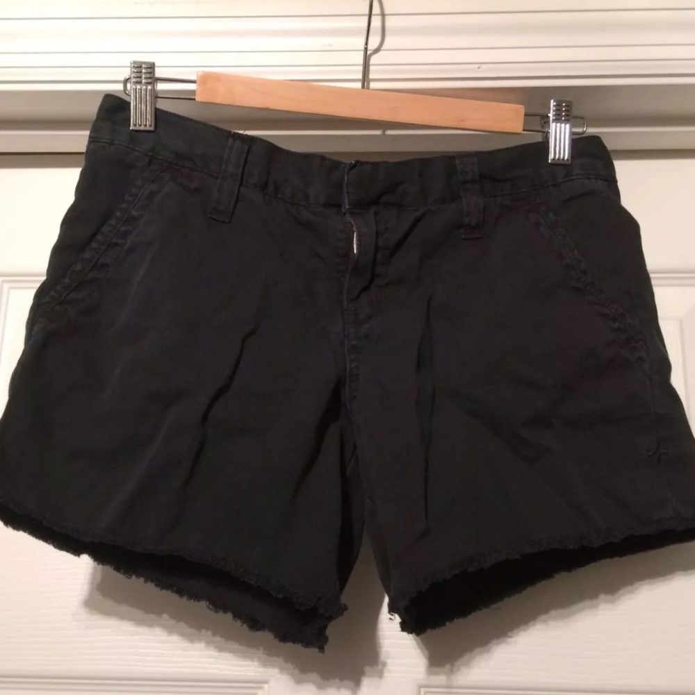 Hurley Juniors Solid Black Jean Chino Shorts with Raw Hem Size 5